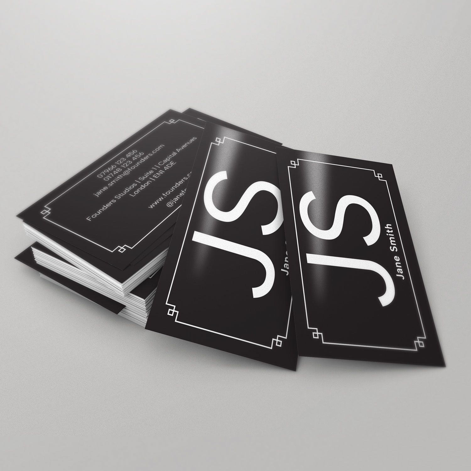 Simple Initials Black Business Card