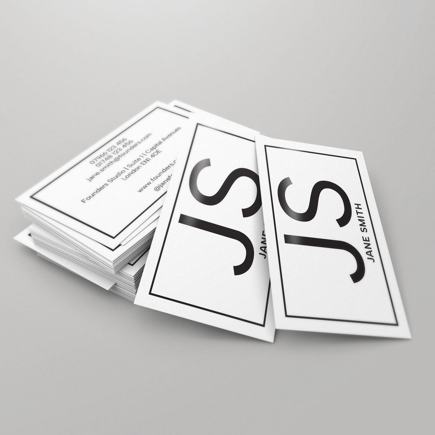 Simple Initials White Business Card