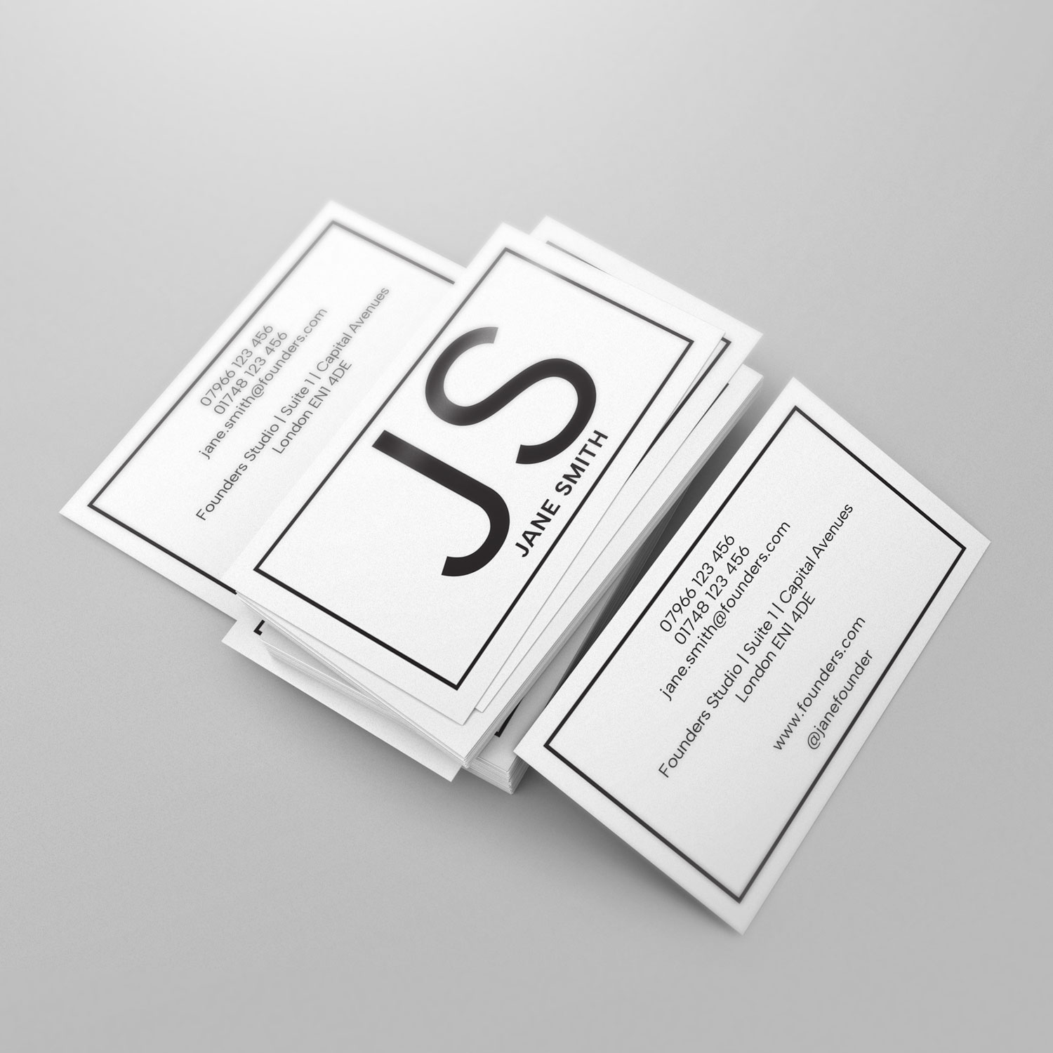 Simple Initials White Business Card
