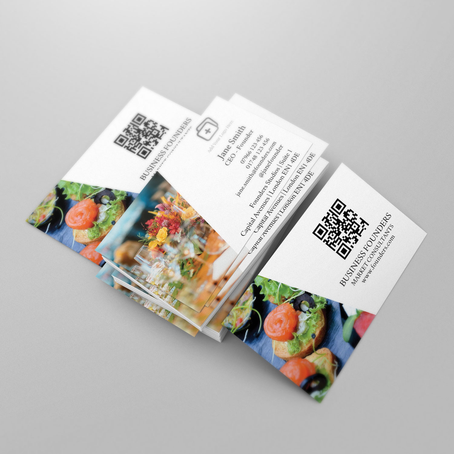 Angled Photo White Business Card