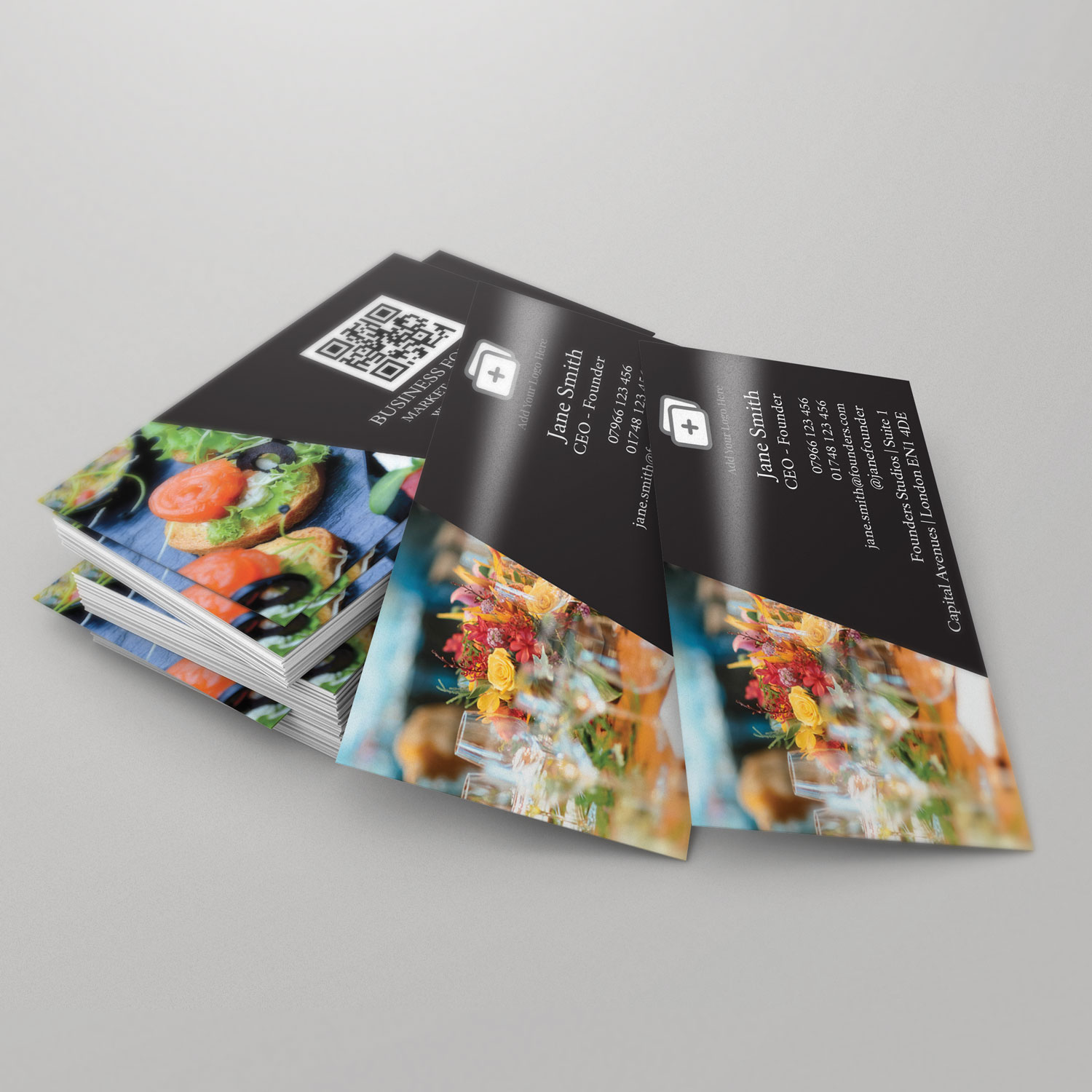 Angled Photo White Business Card
