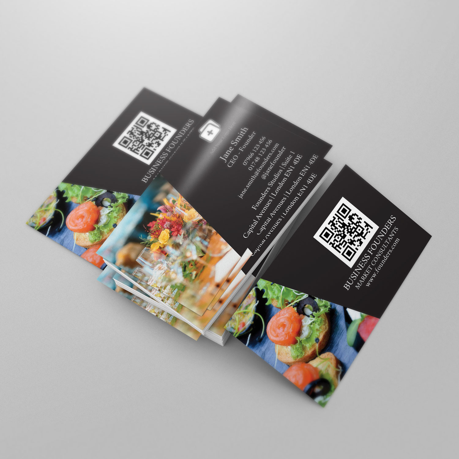 Angled Photo White Business Card