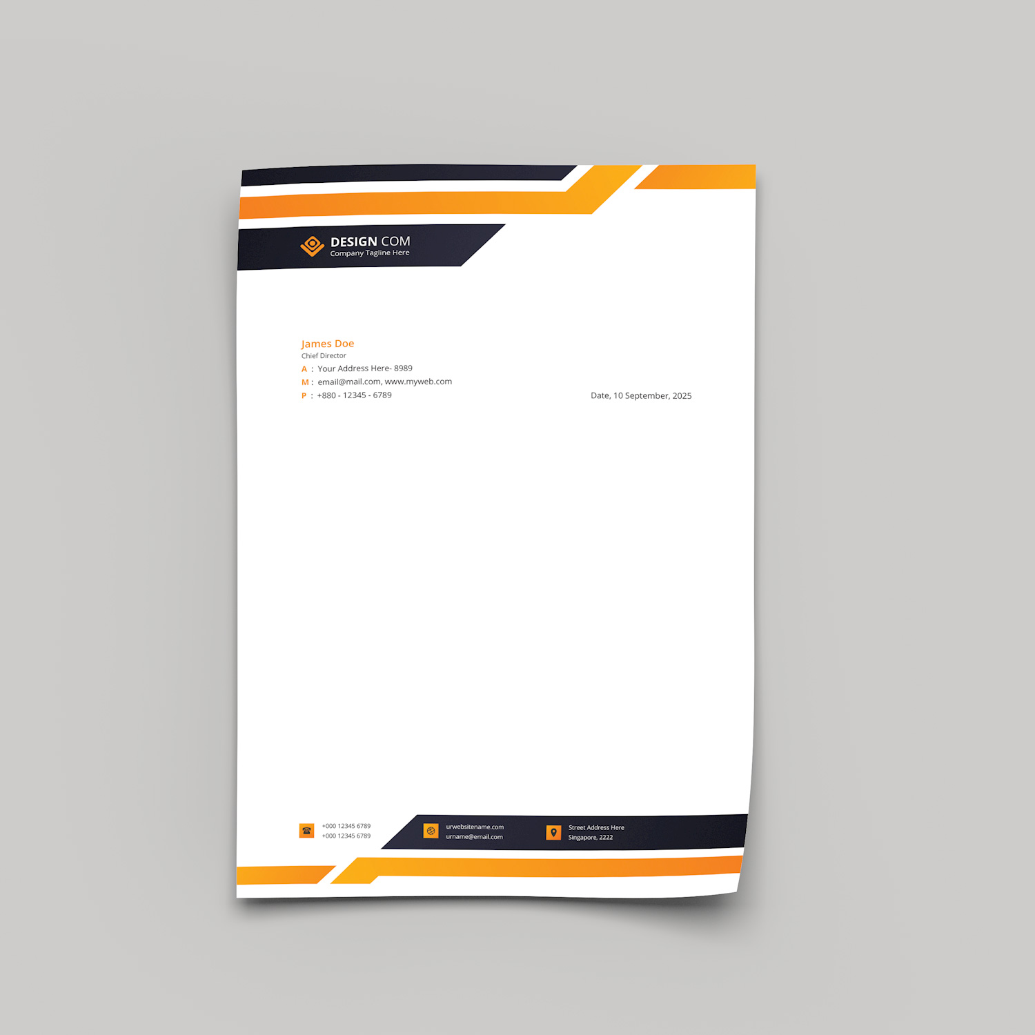 Black And Yellow Letterhead