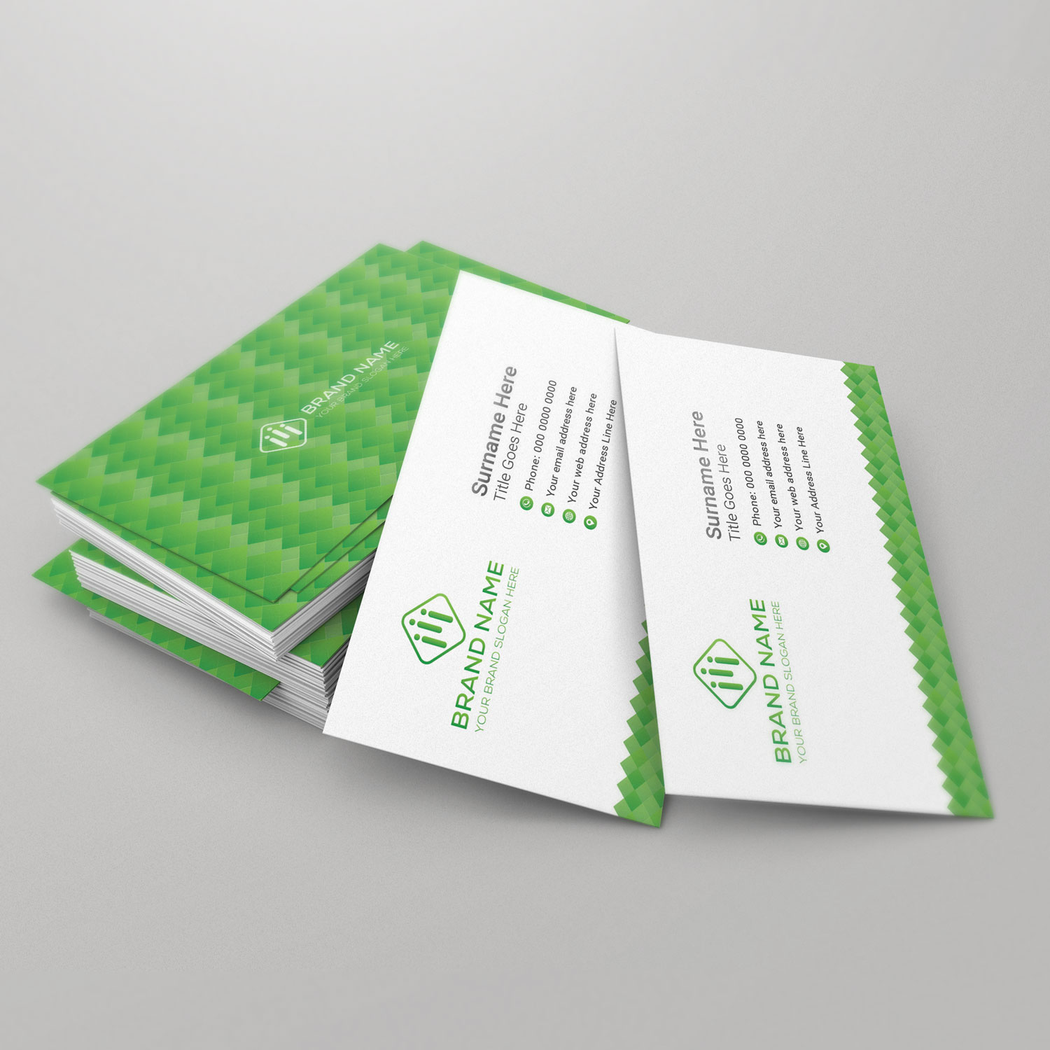 Geometric Green Business Card