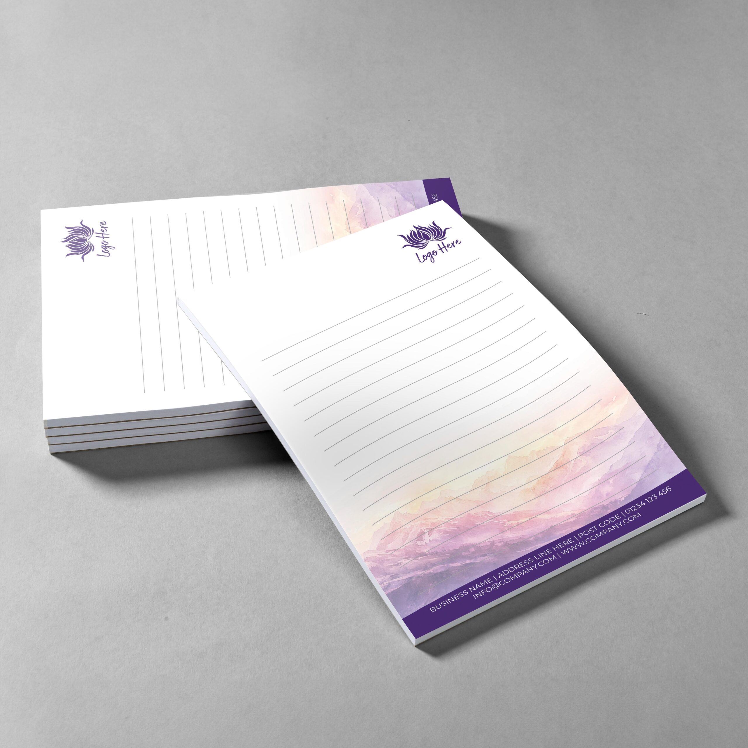 Rainfall Harmony Branded Notepad Design