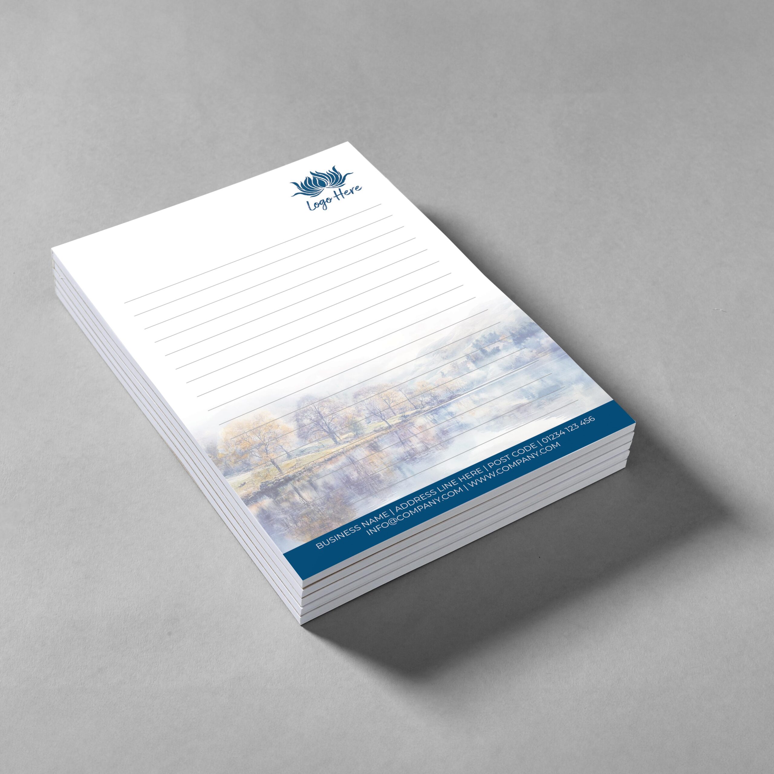 Lake Reflection Notepad Design, A5 And A4 Sizes With Calm, Reflective Hues, Image 2.