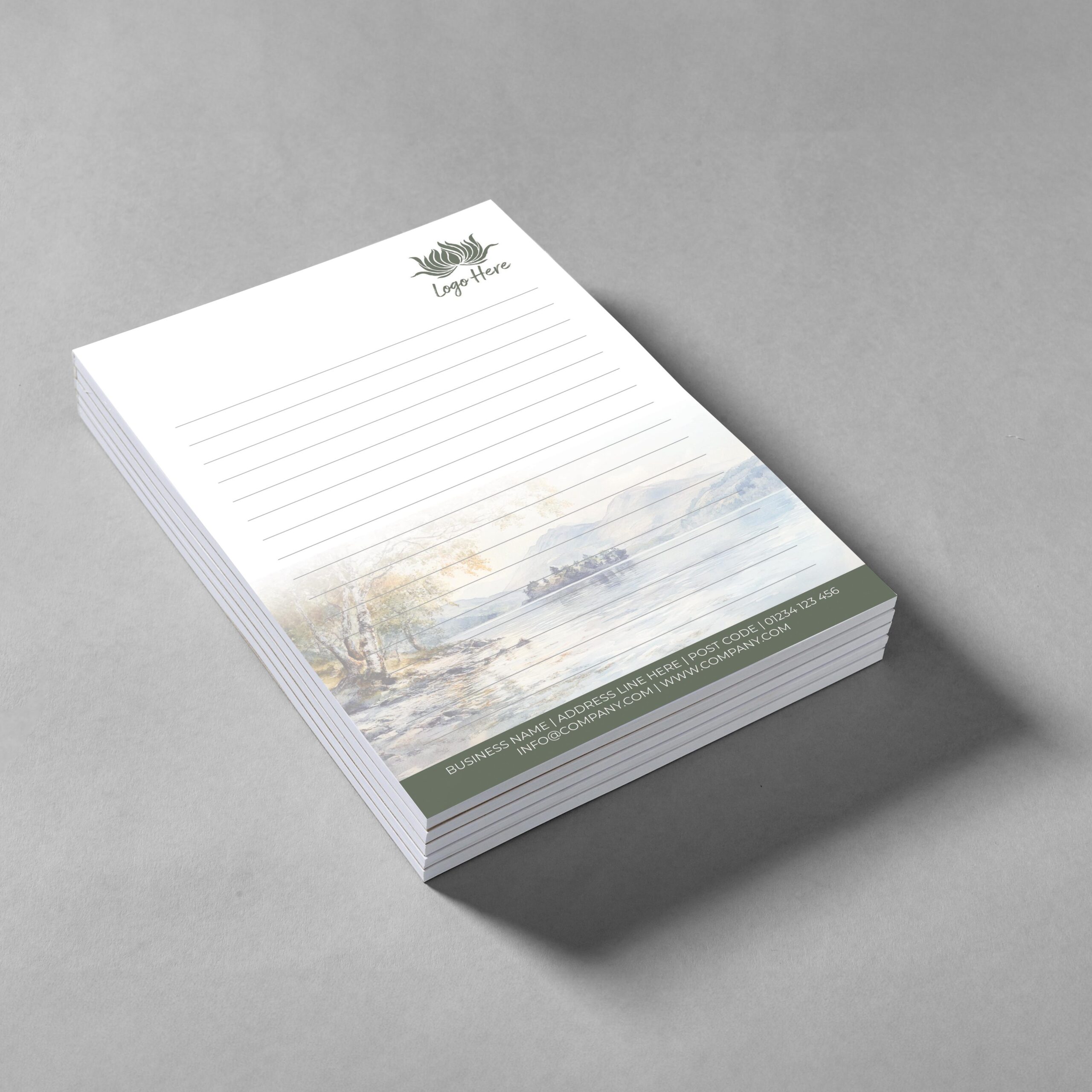 Riverbend Notepad Design, A5 And A4 Sizes With Flowing River-Inspired Shades, Image 2.