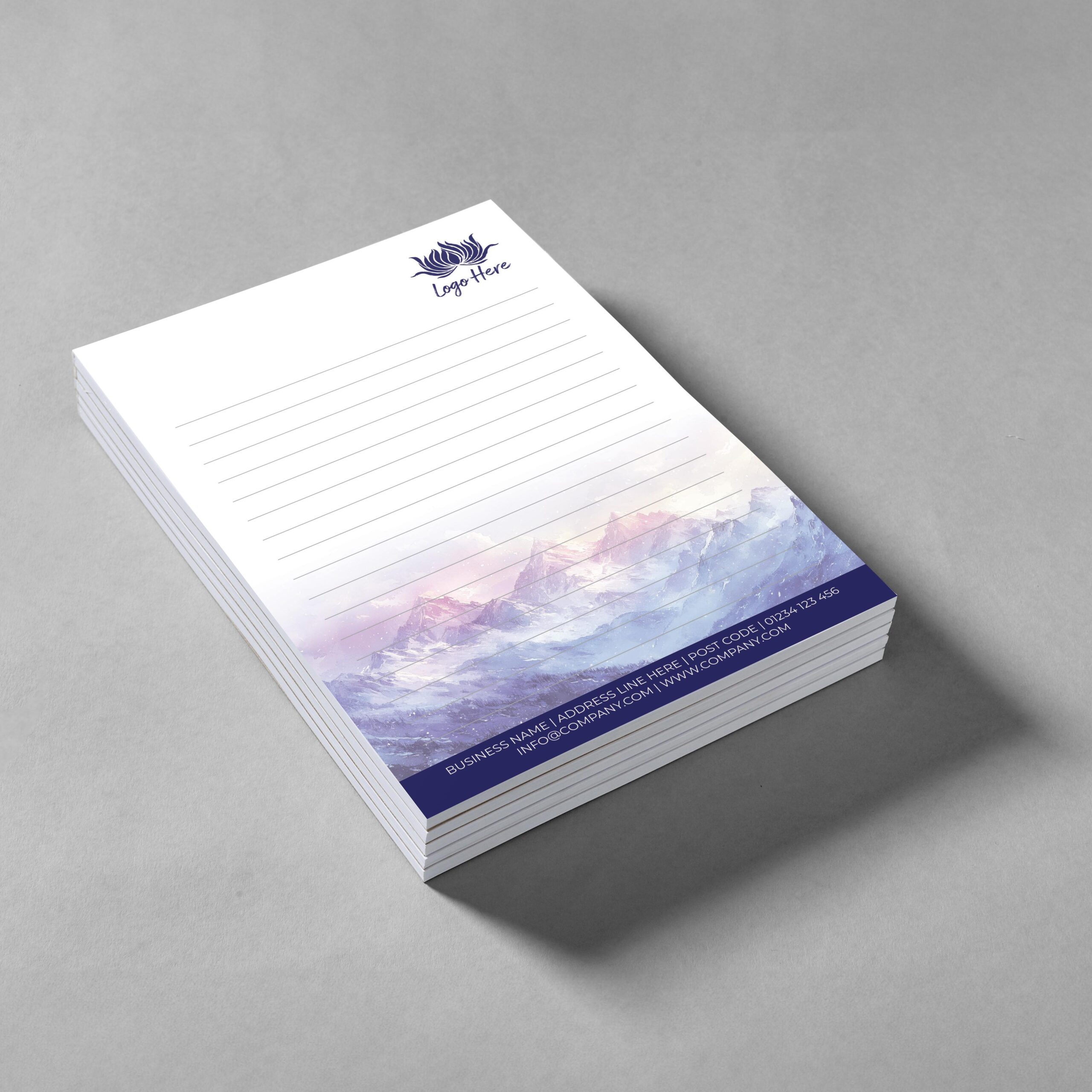 Crescent Tide Notepad Design, A5 And A4 Sizes With Flowing, Ocean-Inspired Tones, Image 2.