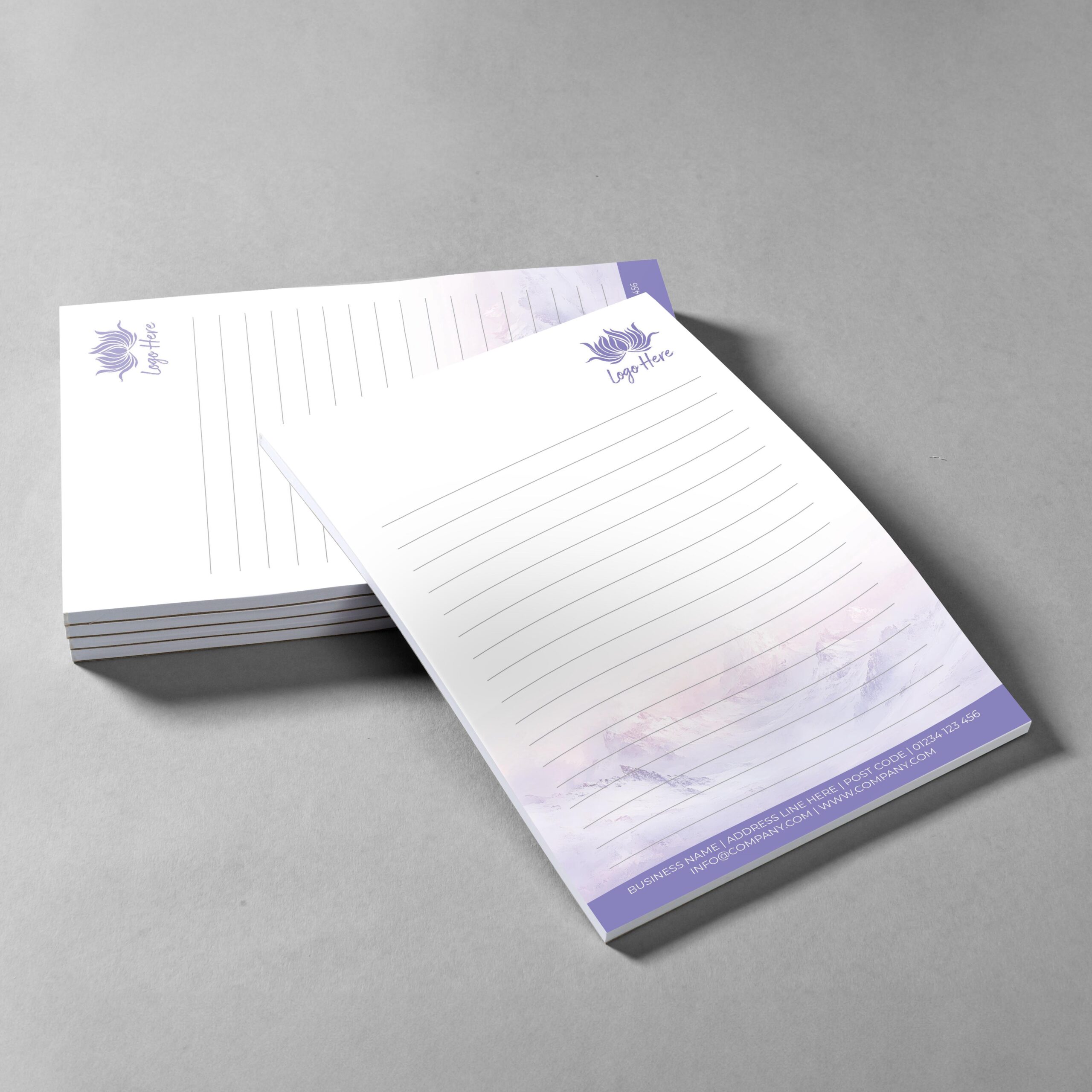Lilac Hints Branded Notepad Design