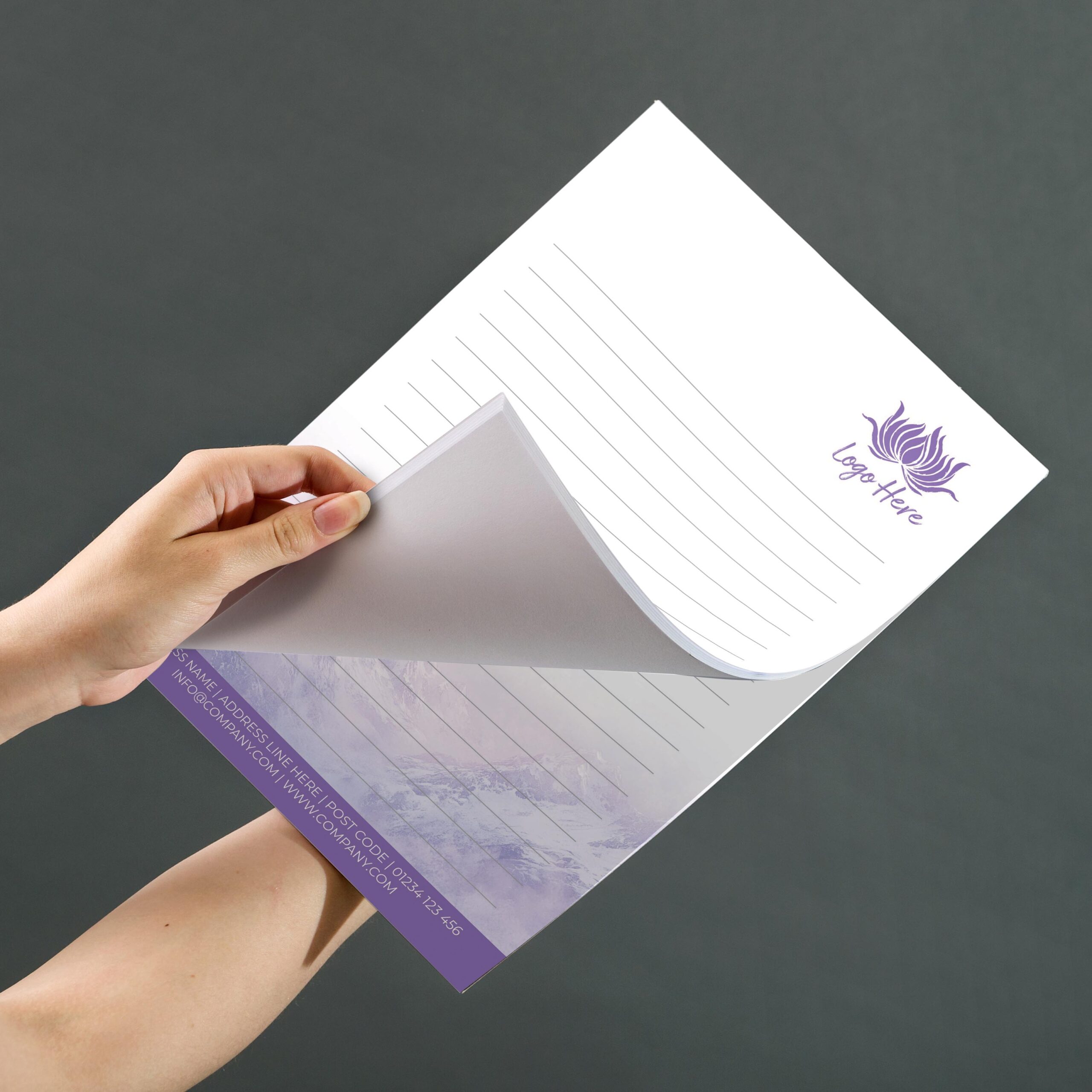 Frosted Peak Notepad Design, A5 And A4 Sizes With Cool, Mountain-Inspired Tones, Image 3.