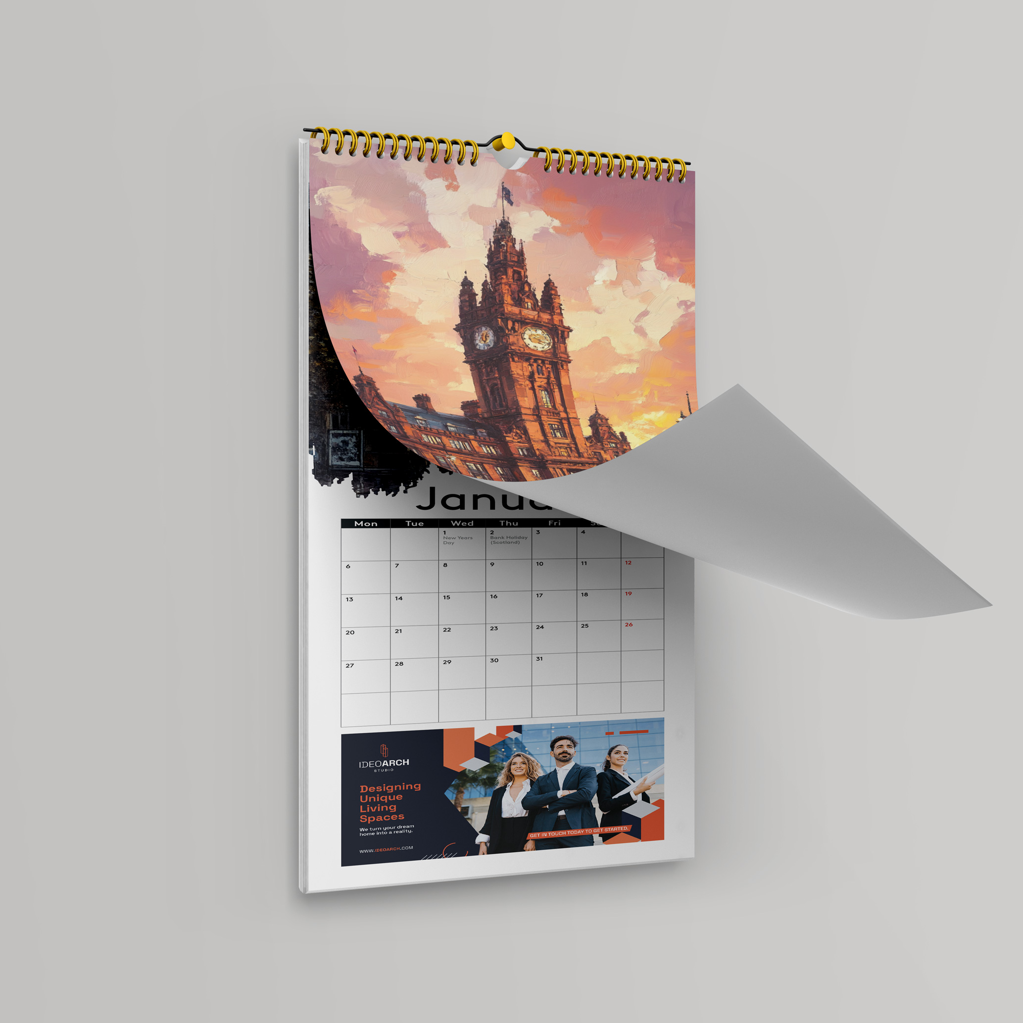 Slimline Brushstroke Calendar Design